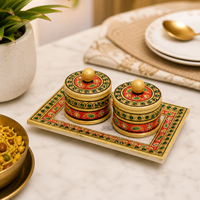 Ensemble de 2 assiettes en marbre faites à la main, assiettes de service décoratives, boîte cadeau, décoration de la maison