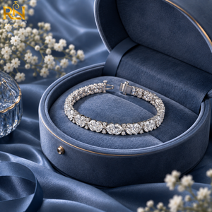 Elegante Pulsera de Tenis con Diamantes Cultivados en Laboratorio en Forma de Corazón y Eslabones de Lujo |   Pulsera de Oro Sólido de 9K, 14K, 18K, Joyería Fina, Brazalete de Lujo - Product Image 3