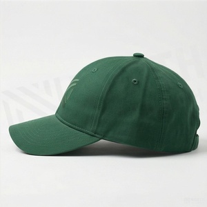 Gorra de Béisbol Verde de 6 Paneles con Logotipo Bordado en el Panel Frontal, Gorra Casual Unisex Ajustada, Color Sólido, Tela de Sarga, Talla Adulto - Product Image 3