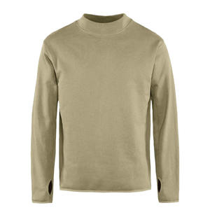 Sweat-shirt col montant ivoire à coupe carrée unie sur le devant, manches longues, poignets et ourlet côtelés, logo personnalisé pour collections de tenues de boutique - Product Image 6