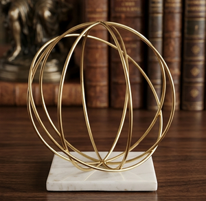 Decorative Accent Aluminium Luxury Ball Marble Base High Quality Object Handicraft Sculpture for Home <b>Table</b> Decoration Object - Product Image 2
