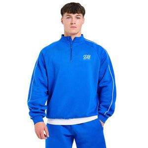 Sweat-shirt oversize pour homme à demi-zip, coupe ample, col montant, manches longues, style athlétique décontracté avec bande contrastante - Product Image 1