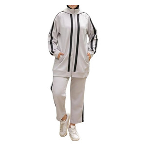 Lightweight Breathable Quick Dry Four-Way Stretch Polyester/Cotton Colorblock Pattern <b>Modest</b> Long Activewear Gymwear Muslim - Product Image 3