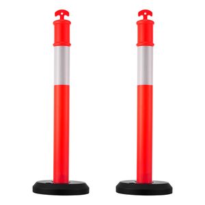 Confezione da 2 Coni Riflettenti per Sicurezza Stradale, 48 Pollici, Base Riempibile, Strisce Flessibili - Product Image 1