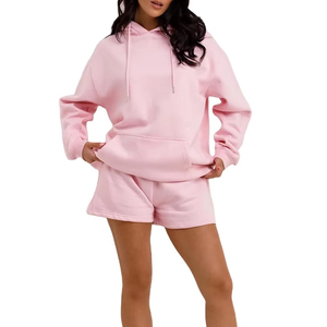 Oversized Clothing Outdoor Sports Hooded <b>Jumper</b> & Shorts Sets Factory Direct Export Quality Durable Stitching Hoodie Set Women - Product Image 6