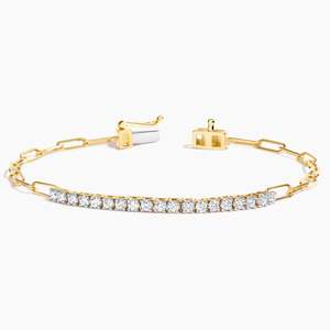 Paperclip Lab Diamond Tennis Bracelet 0.45 CTW IGI Certified 14K Yellow Gold Chain Style Elegant Party Anniversary Jewelry Gift - Product Image 2