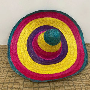 Sombrero de Paja Hecho a Mano con Temática del Festival del Cactus de México, Colorido, para el Cinco de Mayo, Cumpleaños, Uso en Restaurantes - Product Image 1