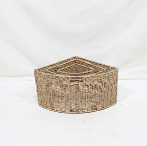 Triangle Seagrass Storage <b>Basket</b> Corner Organizer Bin Set Nesting Decorative <b>Baskets</b> with Handles - Product Image 6