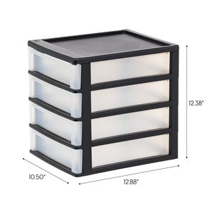Organizzatore da Scrivania a 4 Cassetti, Unità di Archiviazione Compatta e Impilabile, Cassetti Trasparenti, per Ufficio e Artigianato, Certificato GreenCircle - Product Image 4