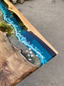 Nature River <b>Epoxy</b> Console <b>Table</b> Rectangle Live Edge Wood Resin Handmade Eco-Friendly Durable Ocean Stream Entryway Hallway - Product Image 6
