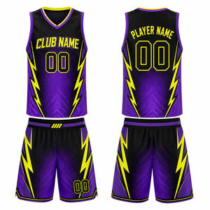 Uniforme de Baloncesto Personalizado MEGAMAPLE Gris Morado Sublimado Transpirable 100% Poliéster Adulto Unisex Fusión sin Costuras - Product Image 1