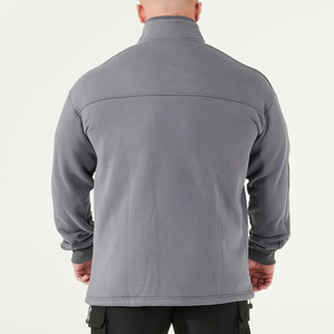 Veste polaire grise pour homme, col montant, fermeture éclair, style sportif, couleur unie, polyester, vêtement d'automne, coupe régulière, style slim - Product Image 5