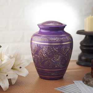 Executive Style Brass Adult Cremation Memorial Funeral Ash Holder Keepsake Urn Featuring Decorative Threaded Closure - Product Image 1