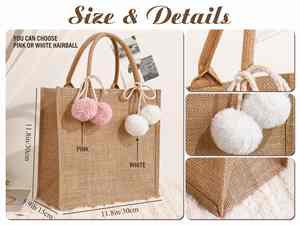 Sac à main en jute naturel tendance avec poche avant en toile et matériaux écologiques - Product Image 2