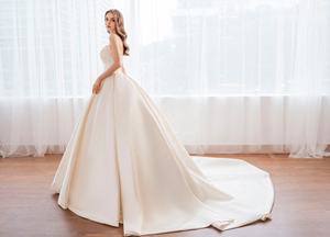 TNBP No36 Customized Deep V Bridal Wedding Dress Wholesale <b>Ball</b> <b>Gown</b> High Quality Satin Handmade for Wedding Dress - Product Image 6