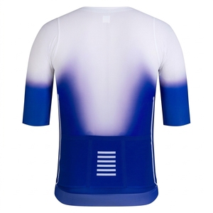 Maillot de cyclisme pour homme, bleu et blanc dégradé, manches courtes, maille respirante, 100% polyester, imprimé par sublimation, vêtement de sport - Product Image 2