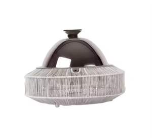 Cuenco de lujo de metal dorado martillado con tapa, calentador decorativo de alimentos, servidor de buffet, contenedor de almacenamiento, decoración del hogar - Product Image 3