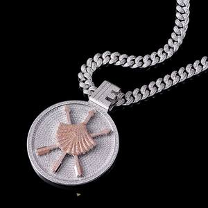 Custom 925 Sterling Silver Moissanite Pendant Round <b>Iced</b> <b>Out</b> Charm Necklace Rose Gold Tone Hip Hop Jewelry - Product Image 2