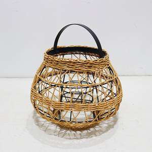 Handmade Woven <b>Rattan</b> <b>Lantern</b> Round Shape Portable Home Decoration Eco-Friendly Artistic Design with Metal Handle - Product Image 5