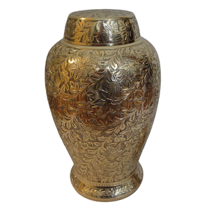 Urnes funéraires pour adultes en laiton de haute qualité avec gravure complète, finition or et noir, pour cendres humaines. - Product Image 2