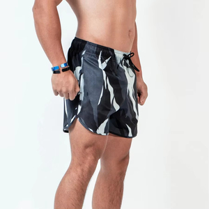 Pantalones Cortos Deportivos Negros para Hombre, de Secado Rápido, Cintura Media, con Cordón, 100% Poliéster, Tejido de Punto, Color Sólido, Estilo Deportivo - Product Image 4