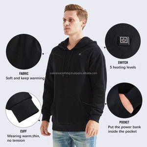 Sudadera con capucha de lana personalizada de la mejor calidad, venta al por mayor, chaqueta calefactable eléctrica para hombre, última moda, de talla grande Sudadera con capucha, batería ponderada de calefacción - Product Image 3