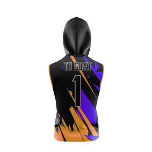 Ensemble d'uniformes 7v7 en tissu polyester de qualité professionnelle, sans manches, à capuche, bleu marine et jaune, séchage rapide, respirant, uniformes sublimés - Product Image 5