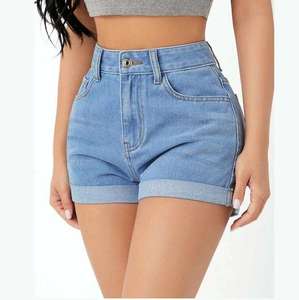 Shorts en jean taille haute pour femme, délavé vintage, décontracté, pour l'été - Product Image 1
