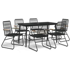 Conjunto de Comedor de Jardín con Asientos Grandes en Ratán de PVC Negro, Disponible en Varios Tamaños - Product Image 2