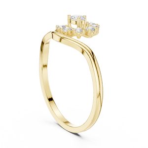 Anillo de Diamantes Cultivados en Laboratorio con Diseño Floral en Oro Amarillo para Mujer, con Piedras Marquise y Redondas, Elegante Anillo de Promesa - Product Image 3