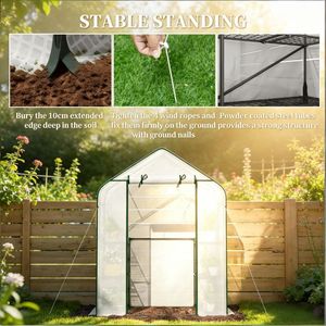 Grande Serra da Giardino Moderna Pop-up in Acciaio Zincato con Telaio in Legno/Acciaio e Materiale in PVC/Vetro per la Crescita delle Piante all'Aperto - Product Image 6