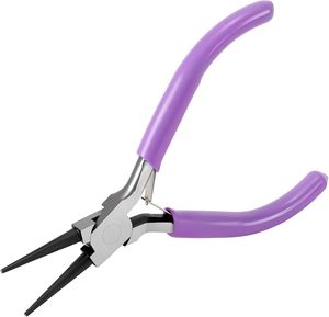 Ensemble de 8 pinces à bec rond miniatures en acier inoxydable de 4,5 pouces, outils de fabrication de bijoux, outils de bricolage, poignée violette, double ressort, kit de perlage artisanal - Product Image 2