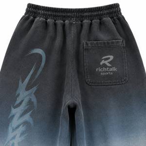 Men's Acid Wash Straight Mid Rise <b>Elastic</b> <b>Waist</b> Drawstring Casual Streetwear Breathable Quick Dry Knitted Heavyweight <b>Trousers</b> - Product Image 5