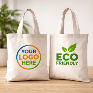Multi Color Customized Printed Logo Organic Cotton <b>Canvas</b> Foldable Tote Shopping <b>Bags</b> Hand Length Handles Shoulder Strap <b>Small</b> - Product Image 1