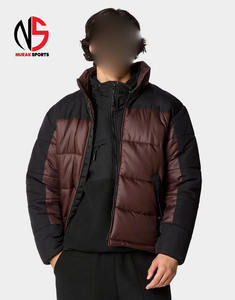 Veste matelassée en nylon à blocs de couleur pour homme, avec logo personnalisé, coupe-vent, chaude, pour l'hiver, veste d'extérieur pour homme, veste rembourrée - Product Image 3
