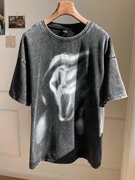 เสื้อยืดวินเทจลายกราฟิกผีสไตล์สตรีทแวร์ทรงโอเวอร์ไซส์สำหรับผู้ชาย สีเทา ผ้าฝ้าย สไตล์ Y2K ย้อนยุค ฮิปฮอป ทรงบ็อกซี่ - Product Image 3