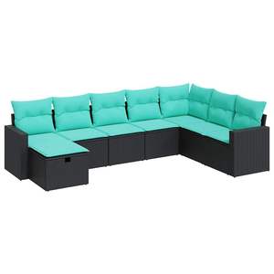 Conjunto de Sofás para Patio en Forma de L, Muebles de Exterior de Ratán Sintético Negro con Cojines de Almacenamiento para Uso en Patio - Product Image 4