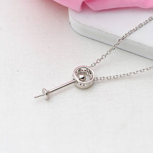 Pendentif en argent S925 en forme de petit arbre avec chaîne, ensemble de bijoux pour femmes, plateau vide en perles, accessoires de bricolage, produit semi-fini - Product Image 3