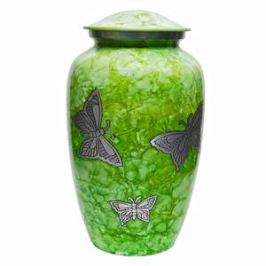 Nueva urna de cremación amarilla personalizada con mariposas grabadas a mano, urnas funerarias decorativas para cenizas de adultos. - Product Image 5