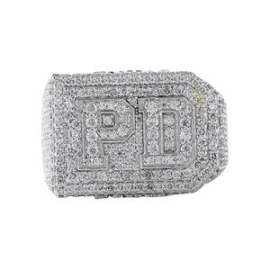 Nouveautés Testeur de diamants Iced Out Pass Round Cut Moissanite Diamond Custom Letter Hiphop Ring For Men - Product Image 1