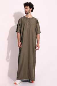 Túnica Árabe Islámica OEM 2026 de Alta Calidad para Hombre, Tallas Grandes, Manga Corta, Color Sólido, Ligera y Transpirable - Product Image 5