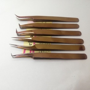 Rose Gold Japanese Stainless Steel Eyelash Extension Tweezers With Custom Logo <b>Case</b> Plain Grip Pointed & Volume Lash Tweezer - Product Image 2