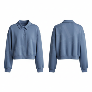 Polo Sweatshirt Oversize Tendance à Manches Longues Décontracté en Mélange de Coton Doux Coupe Ample Style Streetwear pour Homme - Product Image 6