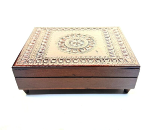 Wholesale Vintage <b>Wooden</b> Jewelry Box Hand Carved Geometric Lid <b>Storage</b> Case Decorative Keepsake <b>Storage</b> <b>Chest</b> Organizer Gift - Product Image 3