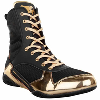 Chaussures de boxe en maille noire et or, à lacets, montantes, respirantes, pour l'entraînement, à prix abordable et avec service OEM ODM