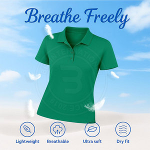 Chemises de golf personnalisées pour femmes, fabriquées directement en usine, en tissu extensible léger et au style athlétique élégant pour les joueuses de golf. - Product Image 3