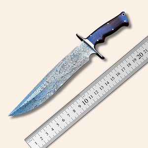 Couteau Bowie à lame fixe en acier Damas OEM personnalisé, manche en bois, artisanal, pour activités de plein air, bushcraft, vente en gros, survie, par A&M Enterprise - Product Image 6