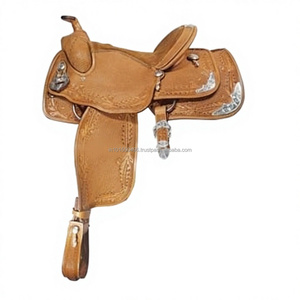 Silla de montar occidental de cuero genuino de alta calidad y personalizable para competición y entrenamiento, fabricada en India. - Product Image 1
