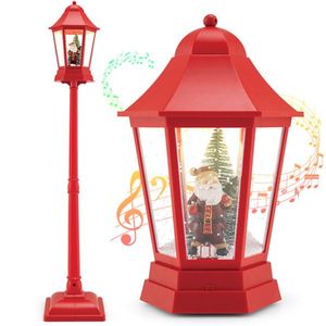 Lanterne de rue de Noël rouge de 64 pouces, 60 LED chaudes, 8 mélodies de Noël, 2 modes d'affichage, ABS/PP/PVC, 10,5 x 10,5 x 16,5 pouces - Product Image 1