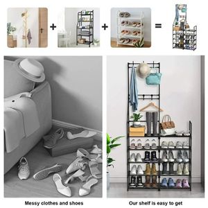 25-30 paia salvaspazio a 5 livelli con struttura in metallo portascarpe Freestanding appendiabiti per lo stoccaggio dell'ingresso Organizer per l'home Office - Product Image 5
